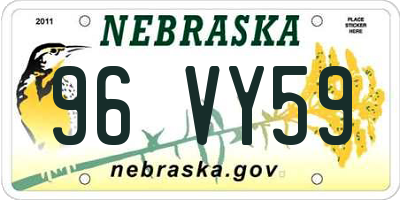NE license plate 96VY59