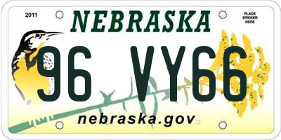 NE license plate 96VY66