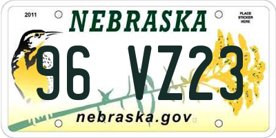 NE license plate 96VZ23
