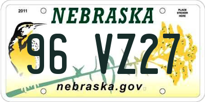 NE license plate 96VZ27