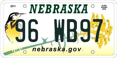 NE license plate 96WB97
