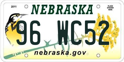 NE license plate 96WC52