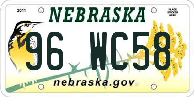 NE license plate 96WC58