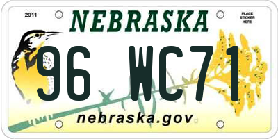 NE license plate 96WC71