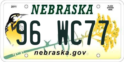 NE license plate 96WC77
