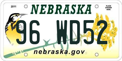 NE license plate 96WD52