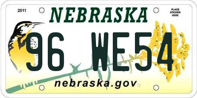 NE license plate 96WE54