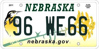 NE license plate 96WE66