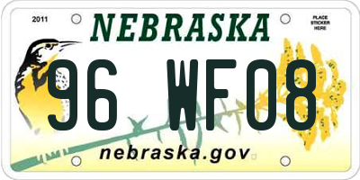 NE license plate 96WF08