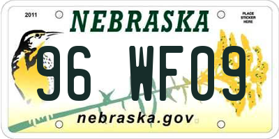NE license plate 96WF09