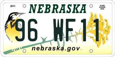 NE license plate 96WF11