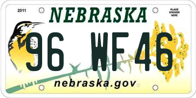 NE license plate 96WF46