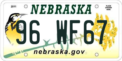 NE license plate 96WF67