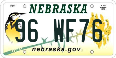 NE license plate 96WF76