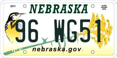 NE license plate 96WG51