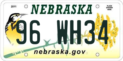 NE license plate 96WH34