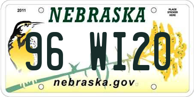 NE license plate 96WI20