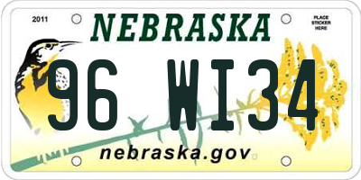 NE license plate 96WI34