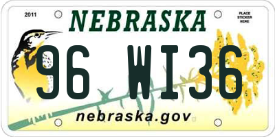 NE license plate 96WI36