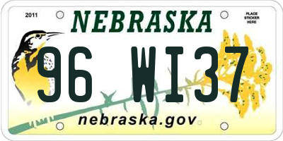NE license plate 96WI37