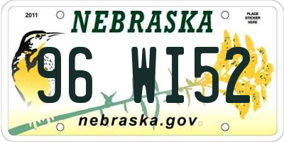 NE license plate 96WI52