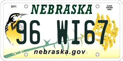 NE license plate 96WI67