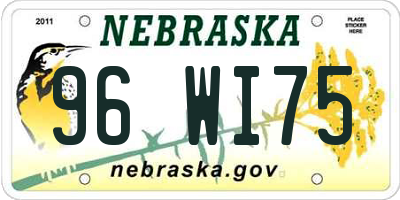 NE license plate 96WI75