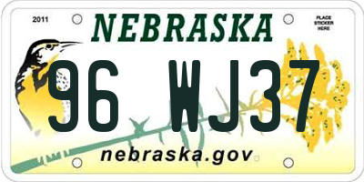 NE license plate 96WJ37