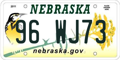 NE license plate 96WJ73