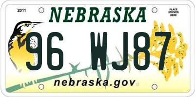 NE license plate 96WJ87