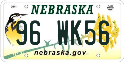NE license plate 96WK56