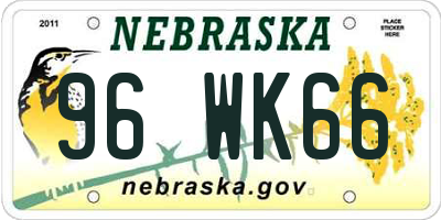 NE license plate 96WK66