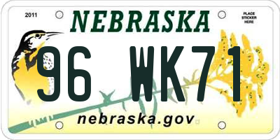 NE license plate 96WK71