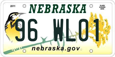 NE license plate 96WL01