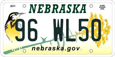 NE license plate 96WL50