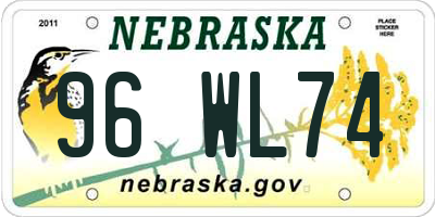 NE license plate 96WL74