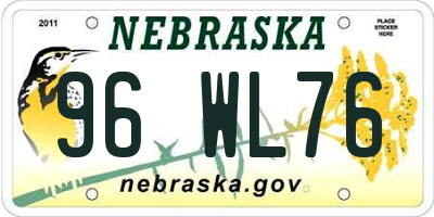NE license plate 96WL76