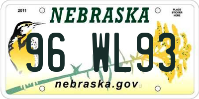 NE license plate 96WL93