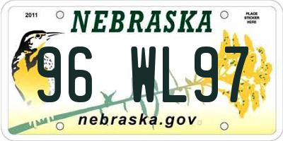 NE license plate 96WL97
