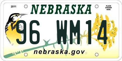 NE license plate 96WM14
