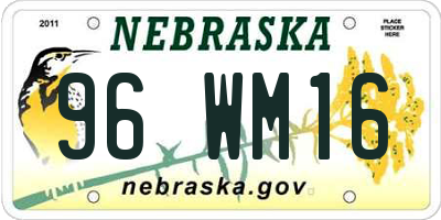 NE license plate 96WM16