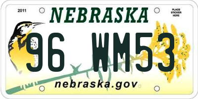 NE license plate 96WM53