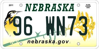 NE license plate 96WN73
