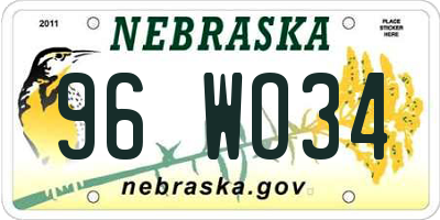 NE license plate 96WO34