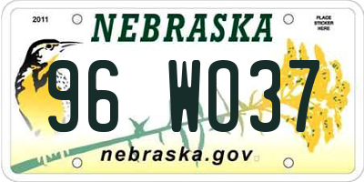 NE license plate 96WO37