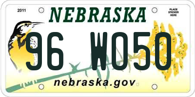 NE license plate 96WO50