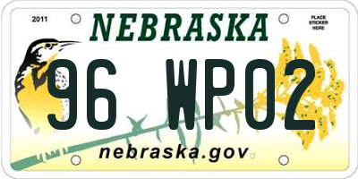 NE license plate 96WP02