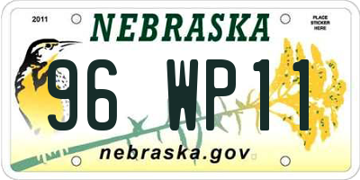 NE license plate 96WP11