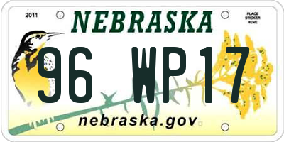NE license plate 96WP17