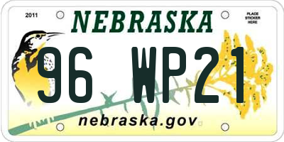 NE license plate 96WP21